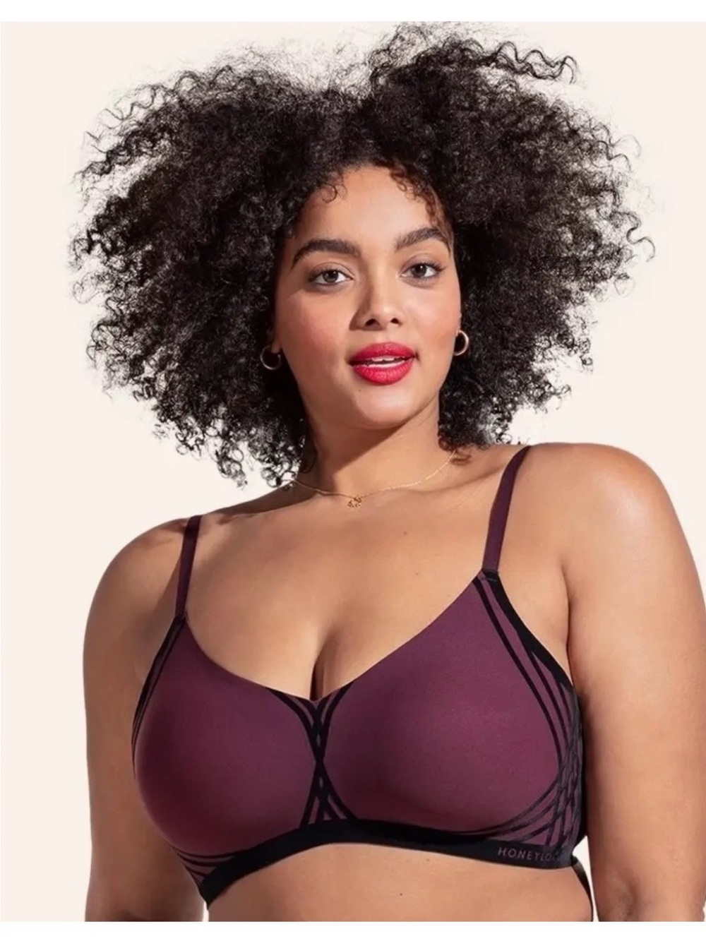 HONEYLOVE Silhouette Bra Fig Burgundy Purple Size XL